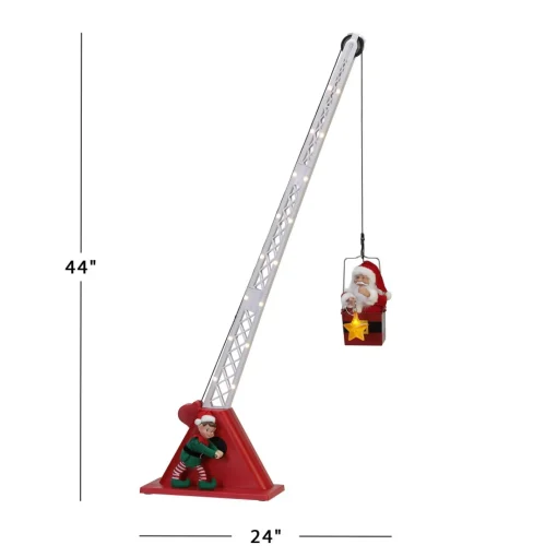 Mr. Christmas Musical Decor>44" Animated Christmas Crane - White Santa