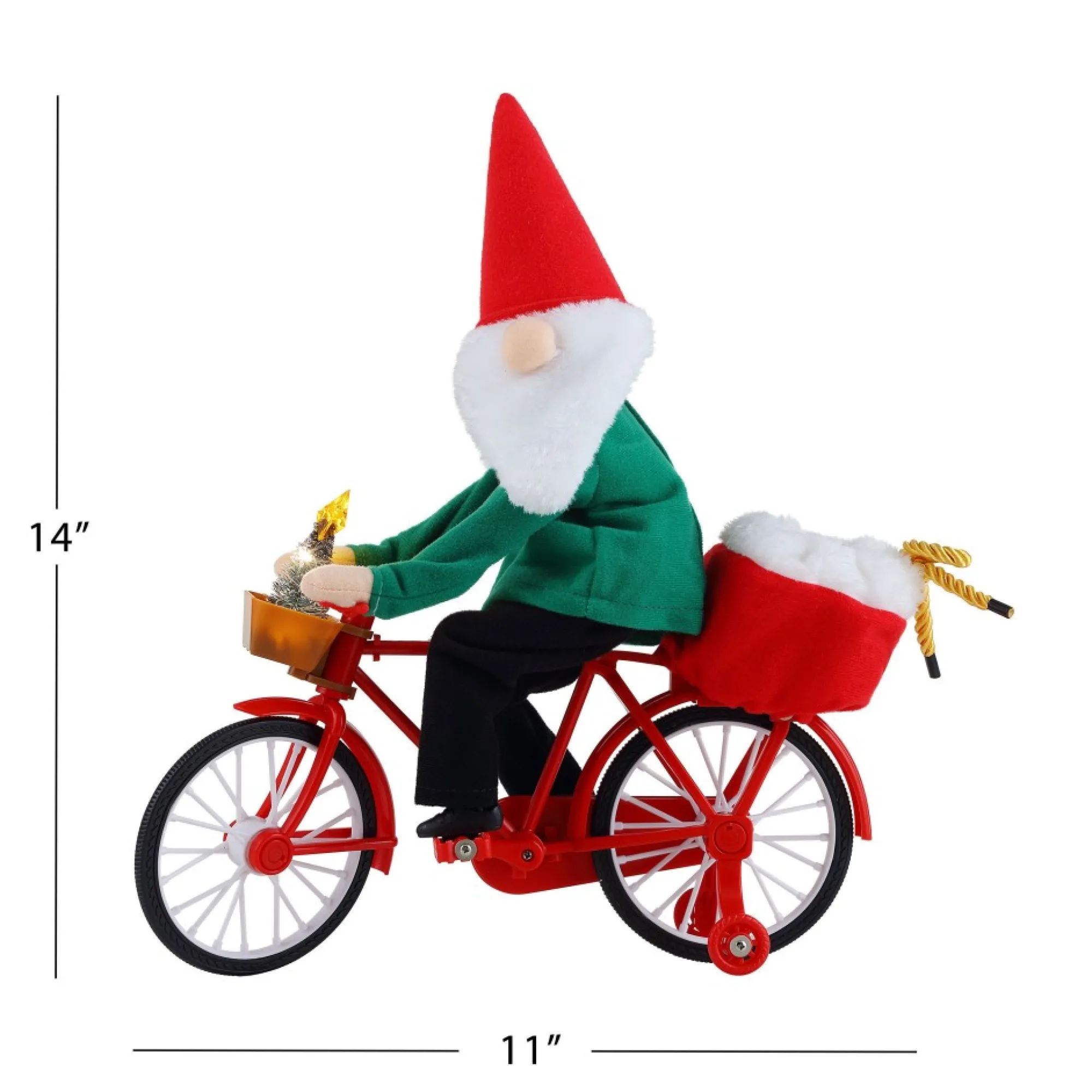 Mr. Christmas Musical Decor>11" Animated Cycling Gnome