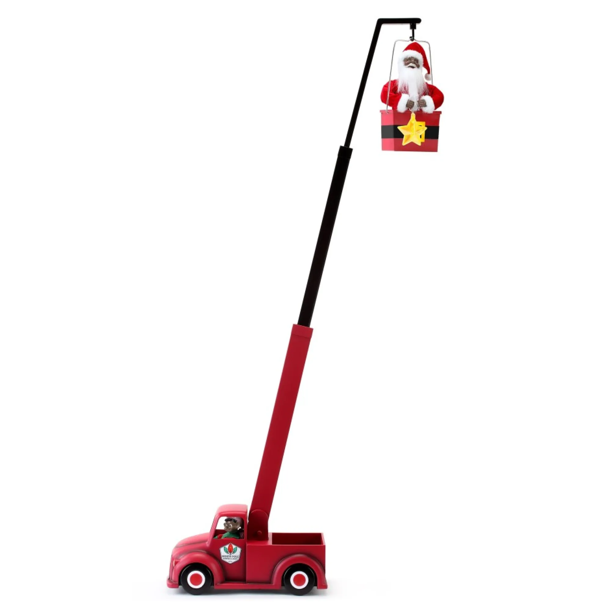 Mr. Christmas Musical Decor>43" Animated North Pole Lighting Crew - Black Santa