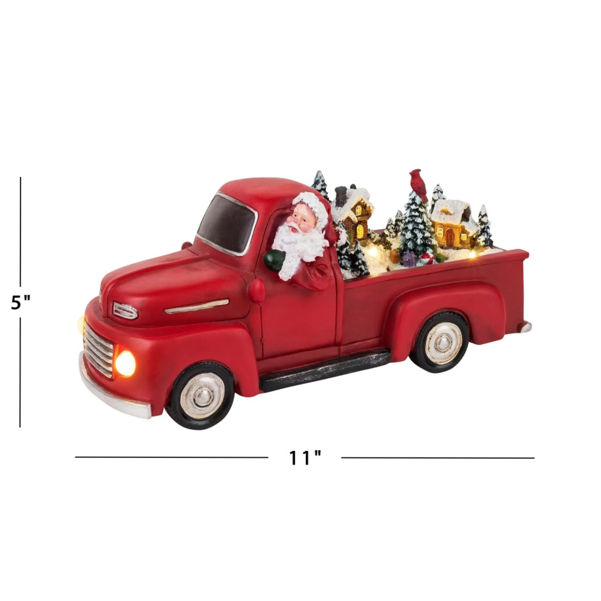 Mr. Christmas Musical Decor>11" Animated Nostalgic Red Truck - White Santa