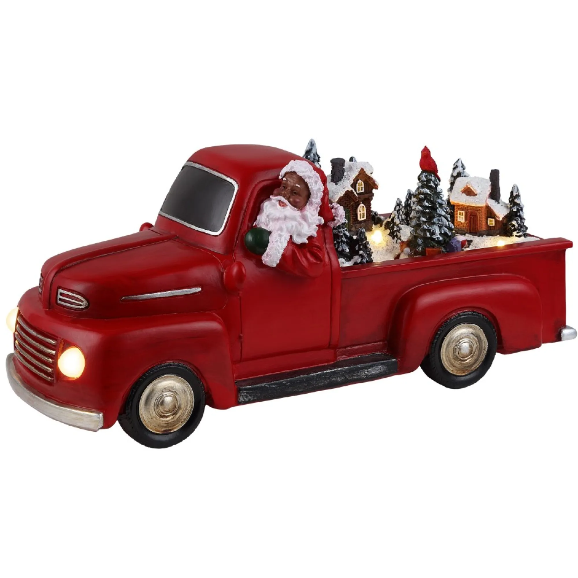 Mr. Christmas Trains & Trucks>11" Animated Nostalgic Red Truck - Black Santa