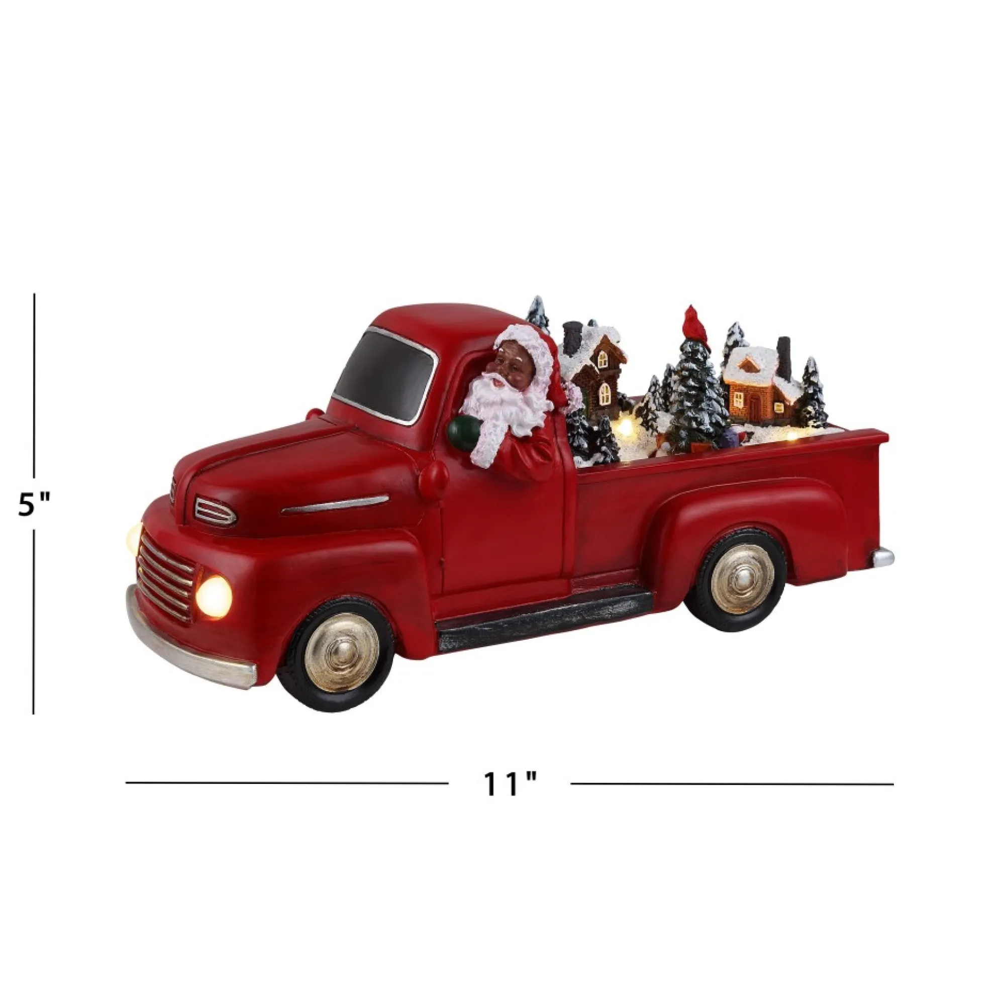 Mr. Christmas Trains & Trucks>11" Animated Nostalgic Red Truck - Black Santa