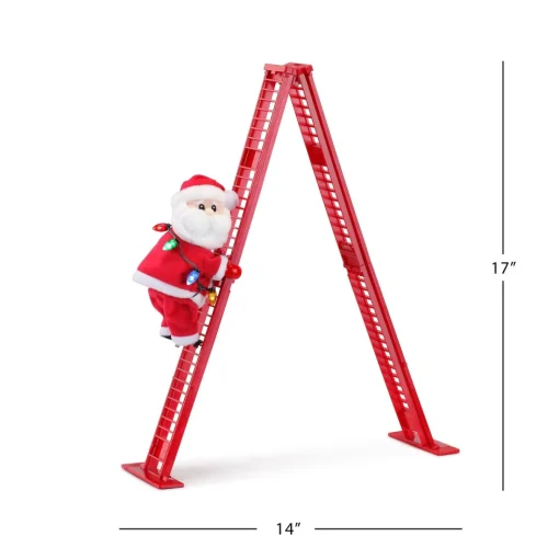 Mr. Christmas Musical Decor>17" Animated Tabletop Climbing White Santa