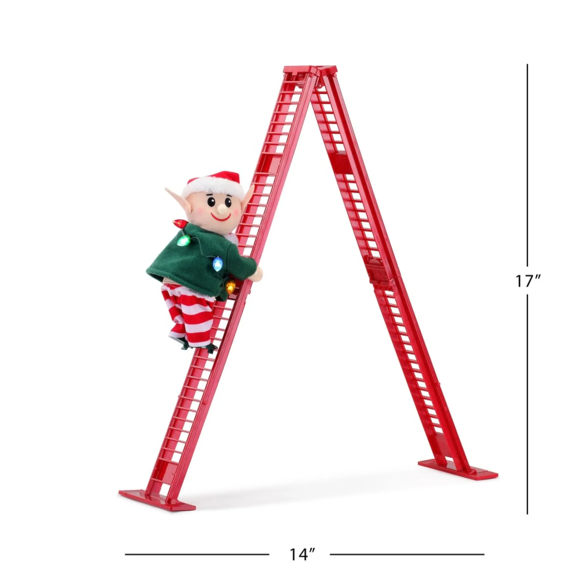 Mr. Christmas Musical Decor>17" Animated Tabletop Climbing Elf