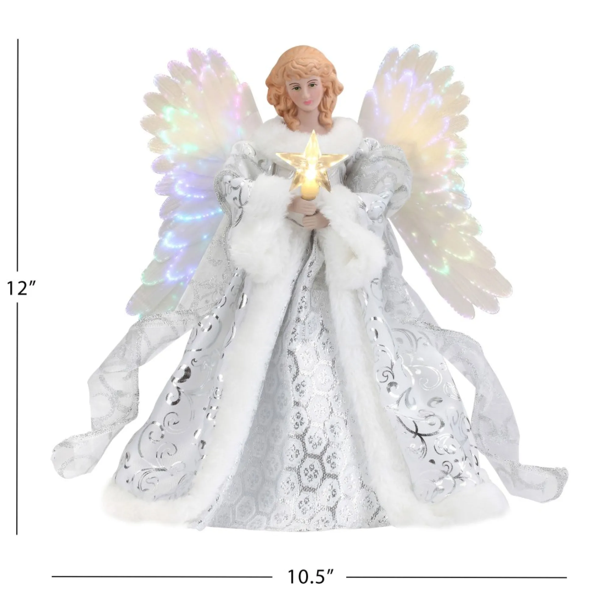 Mr. Christmas Tree Toppers>12" Fiber Optic Animated Tree Topper - White Angel