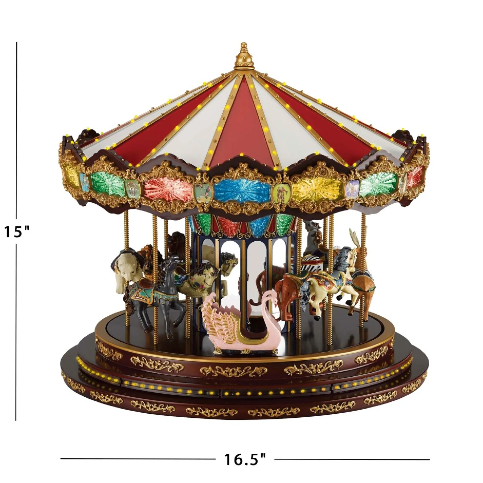 Mr. Christmas Musical Decor>15" Marquee Deluxe Carousel