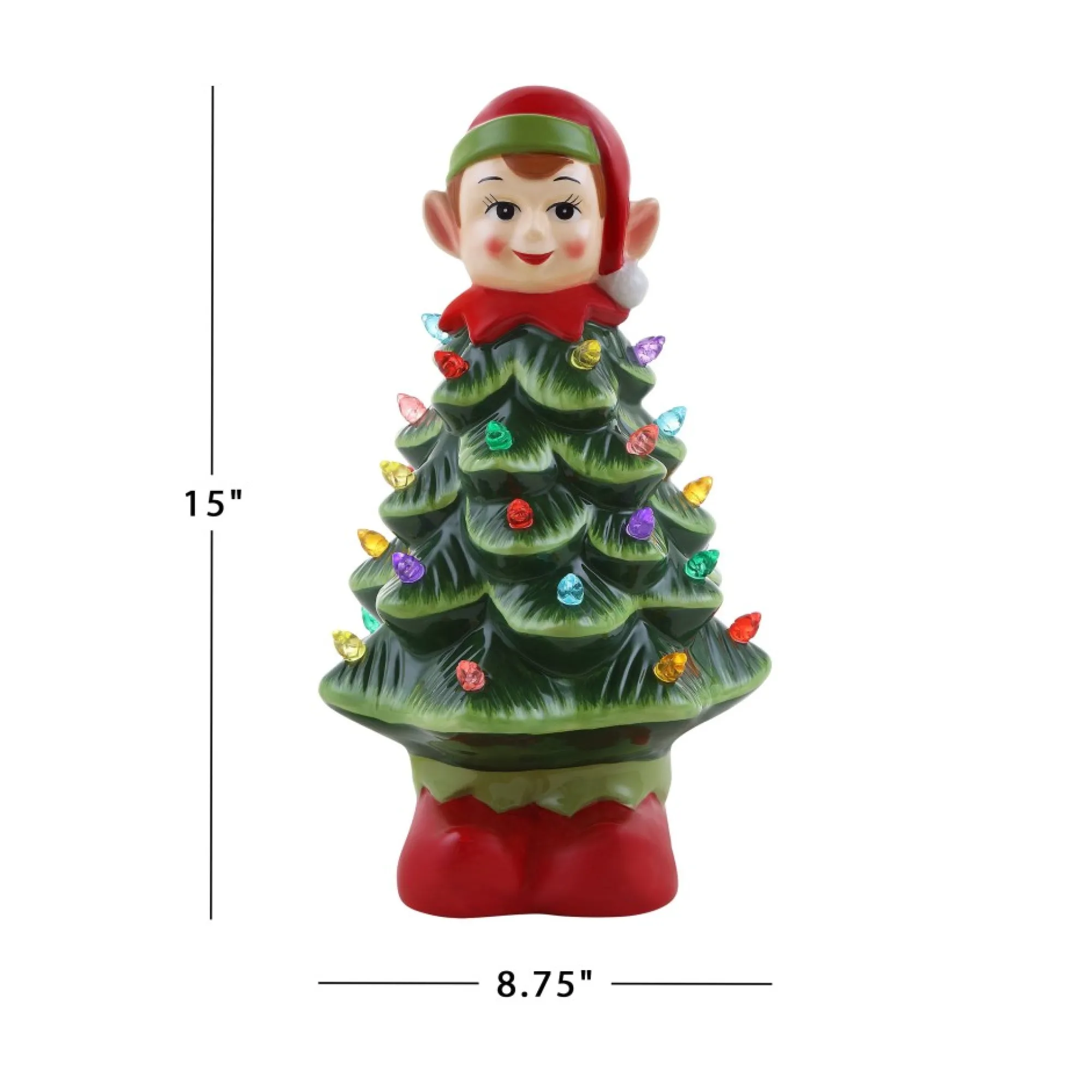 Mr. Christmas Green Ceramic Trees>15" Nostalgic Ceramic Elf Tree