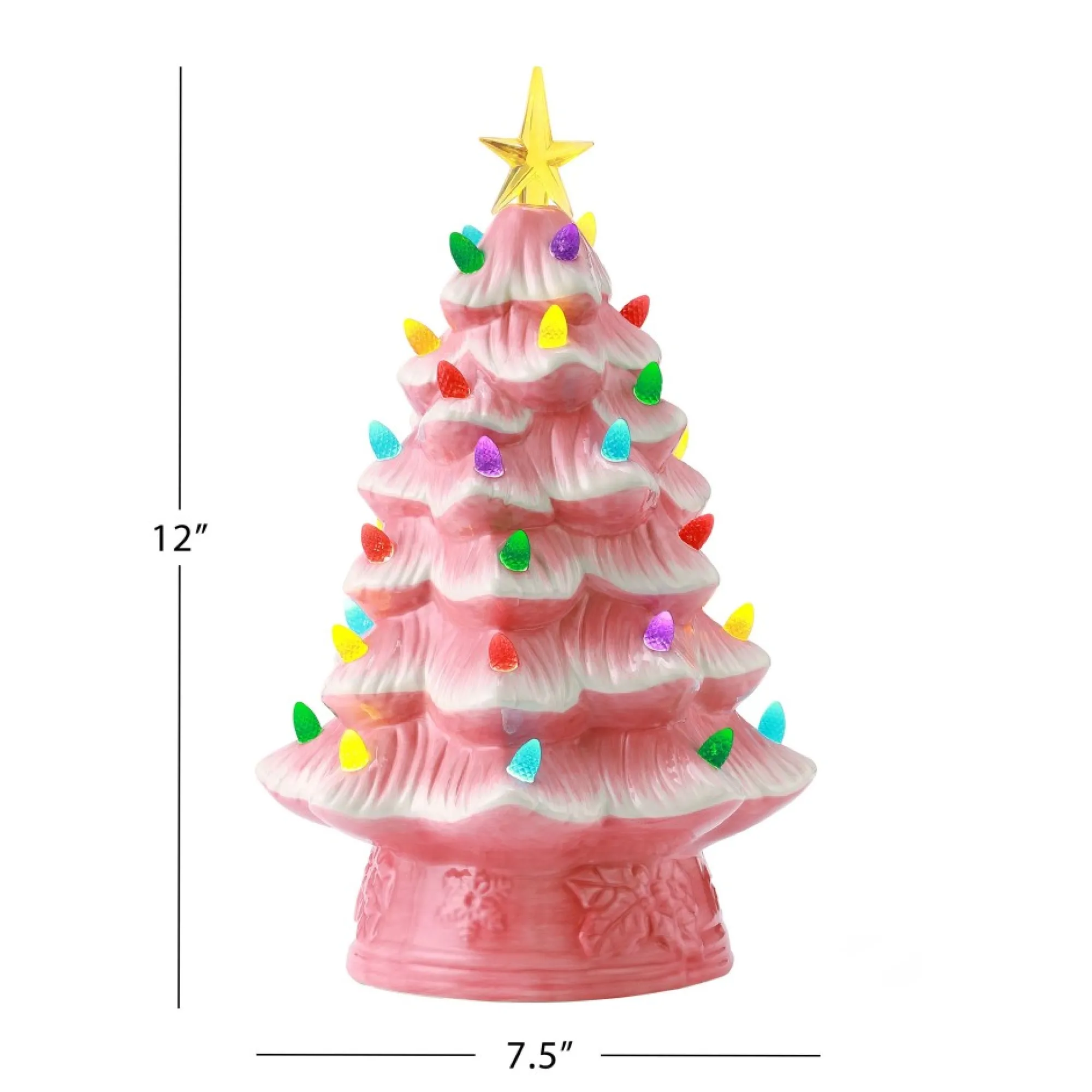 Mr. Christmas Pink Ceramic Trees>12" Nostalgic Ceramic Tree - Pink