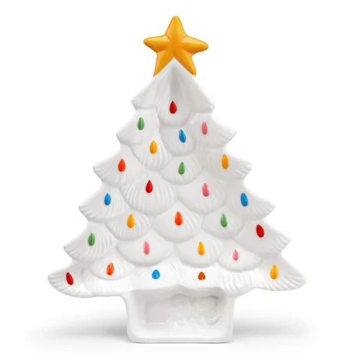Mr. Christmas Plates & Platters>14.25'' Nostalgic Ceramic Tree Dip Platter - White