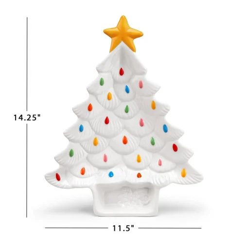 Mr. Christmas Plates & Platters>14.25'' Nostalgic Ceramic Tree Dip Platter - White