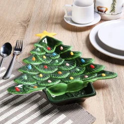 Mr. Christmas Plates & Platters>14.25'' Nostalgic Ceramic Tree Dip Platter - Green