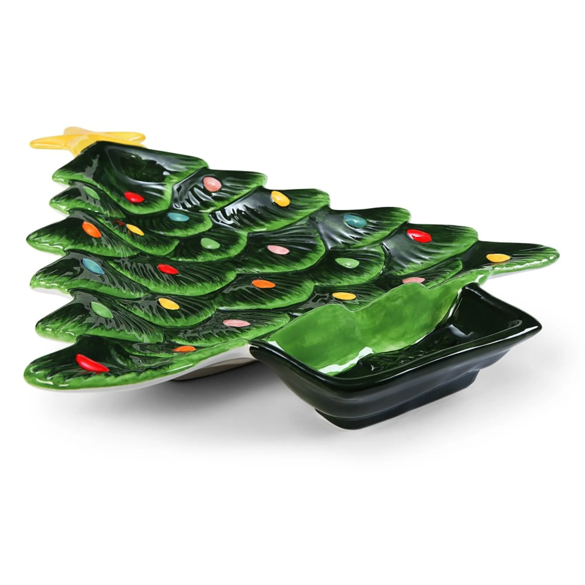 Mr. Christmas Plates & Platters>14.25'' Nostalgic Ceramic Tree Dip Platter - Green