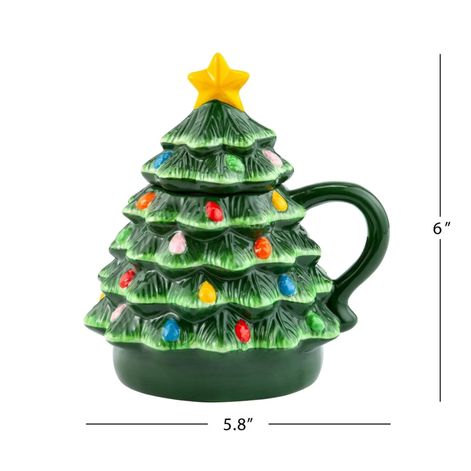 Mr. Christmas Mugs>6" Nostalgic Ceramic Tree Lidded Mug
