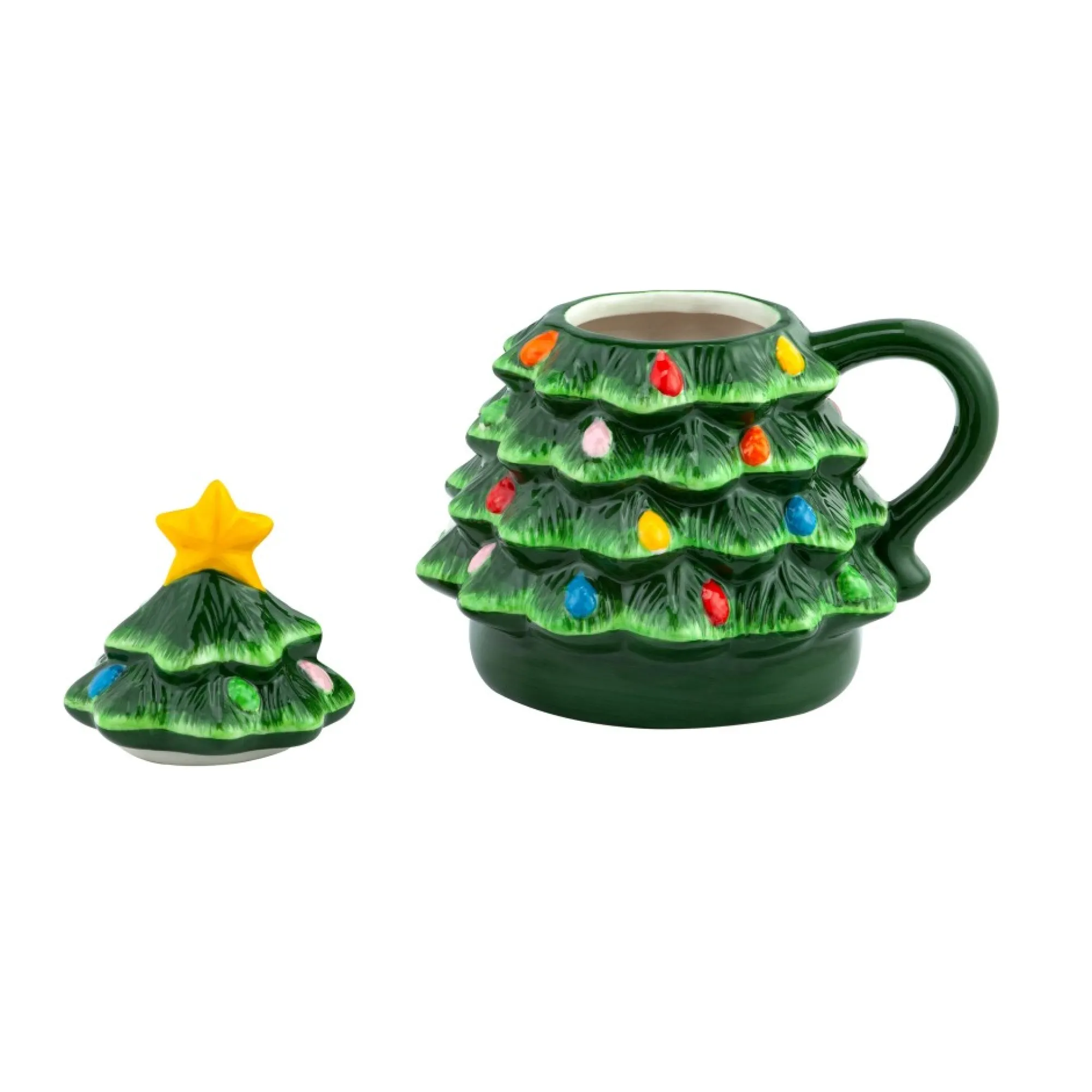 Mr. Christmas Mugs>6" Nostalgic Ceramic Tree Lidded Mug