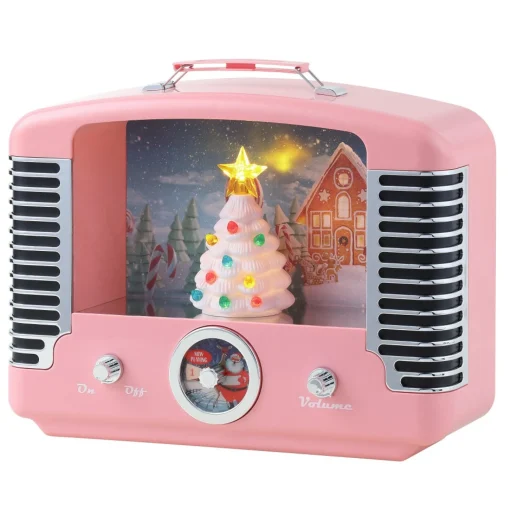 Mr. Christmas Musical Decor>12" Nostalgic Tree Radio - Pink