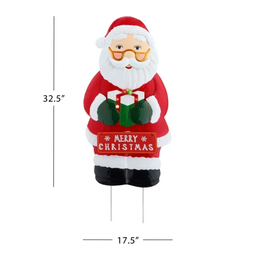 Mr. Christmas Signs>32.5" Outdoor Metal Santa Sign