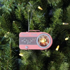 Mr. Christmas Ornaments>4.75" Retro Radio Ornament - Pink