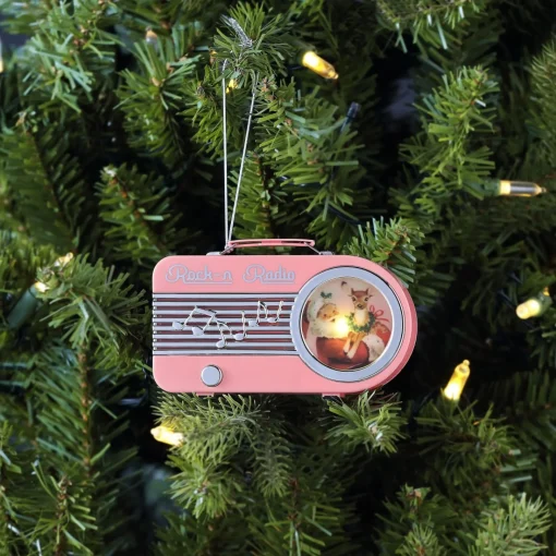 Mr. Christmas Ornaments>4.75" Retro Radio Ornament - Pink