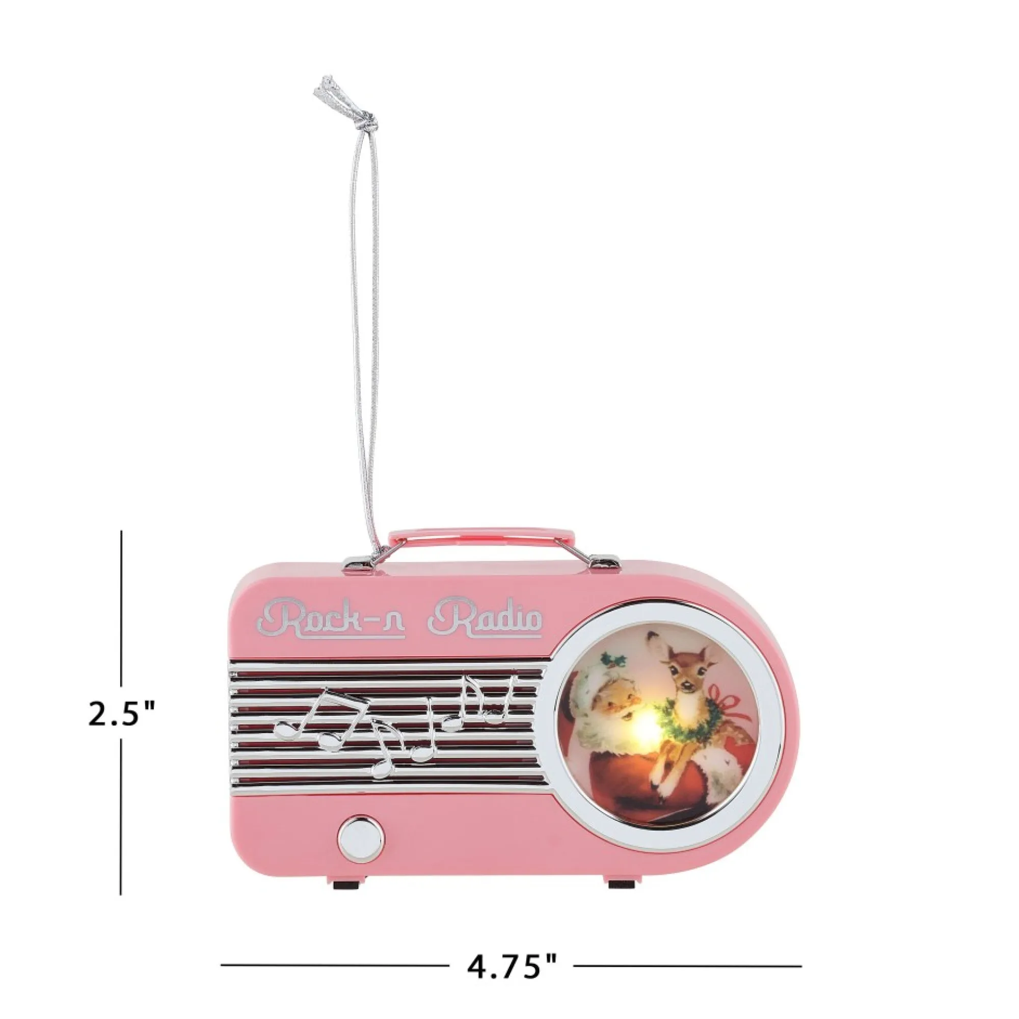 Mr. Christmas Ornaments>4.75" Retro Radio Ornament - Pink