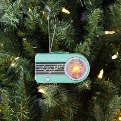Mr. Christmas Ornaments>4.75" Retro Radio Ornament - Teal