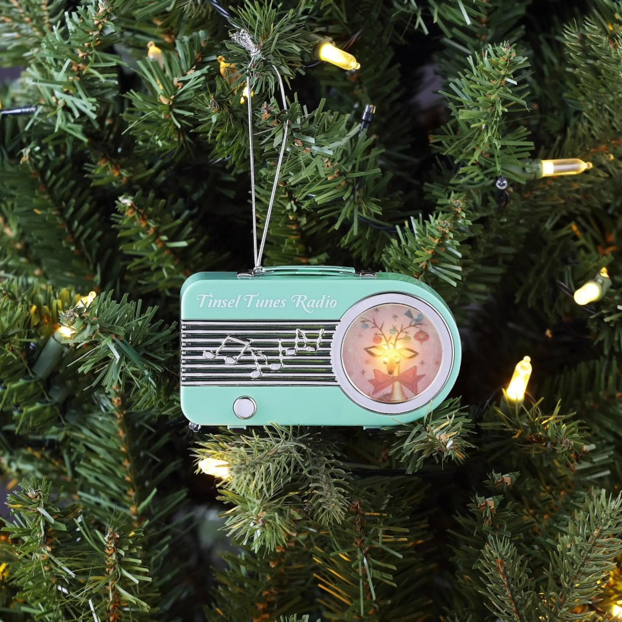 Mr. Christmas Ornaments>4.75" Retro Radio Ornament - Teal