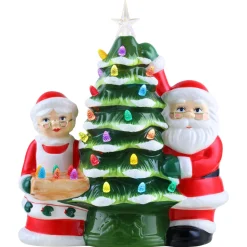 Mr. Christmas Character Trees>12" Santa & Mrs Claus Nostalgic Ceramic Tree