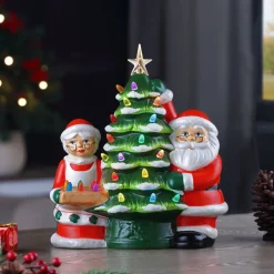 Mr. Christmas Character Trees>12" Santa & Mrs Claus Nostalgic Ceramic Tree