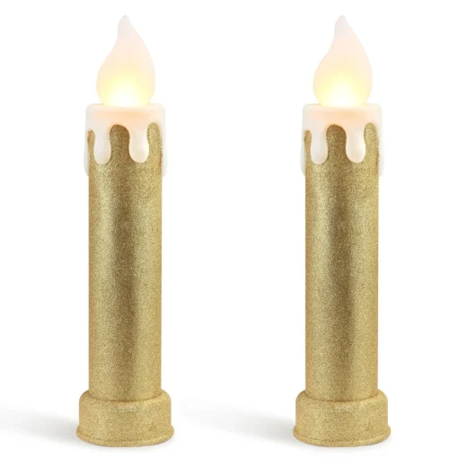Mr. Christmas Blow Molds>24" Set Of 2 Blow Mold Candles - Gold