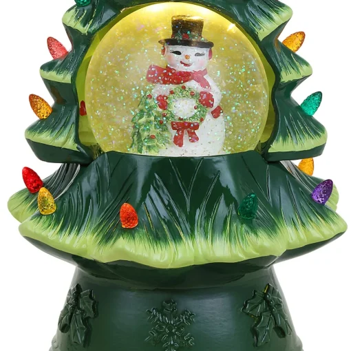 Mr. Christmas Green Ceramic Trees>12.5" Snow Globe Nostalgic Tree - Snowman
