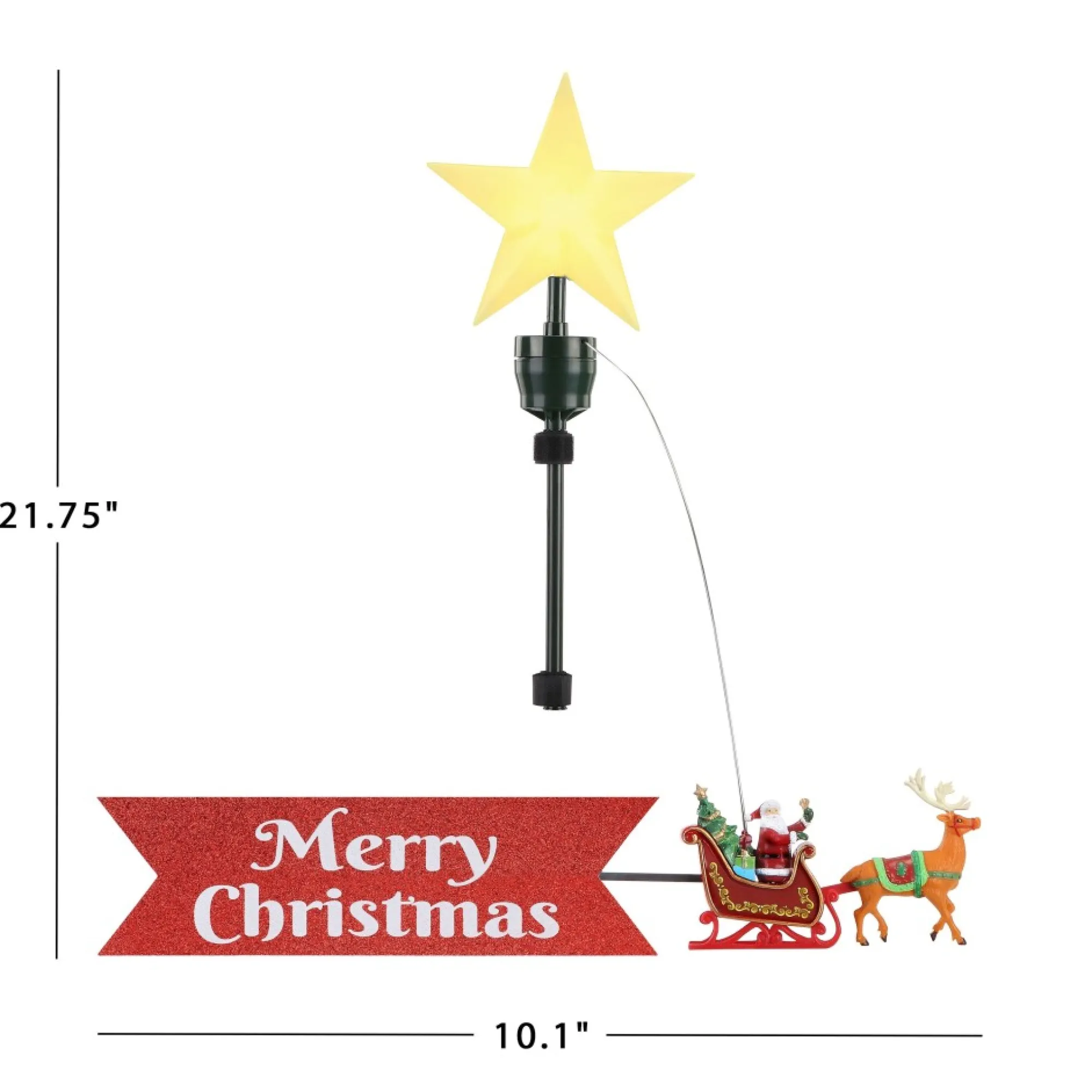 Mr. Christmas Tree Toppers>Animated Sleigh Tree Topper With Banner - White Santa