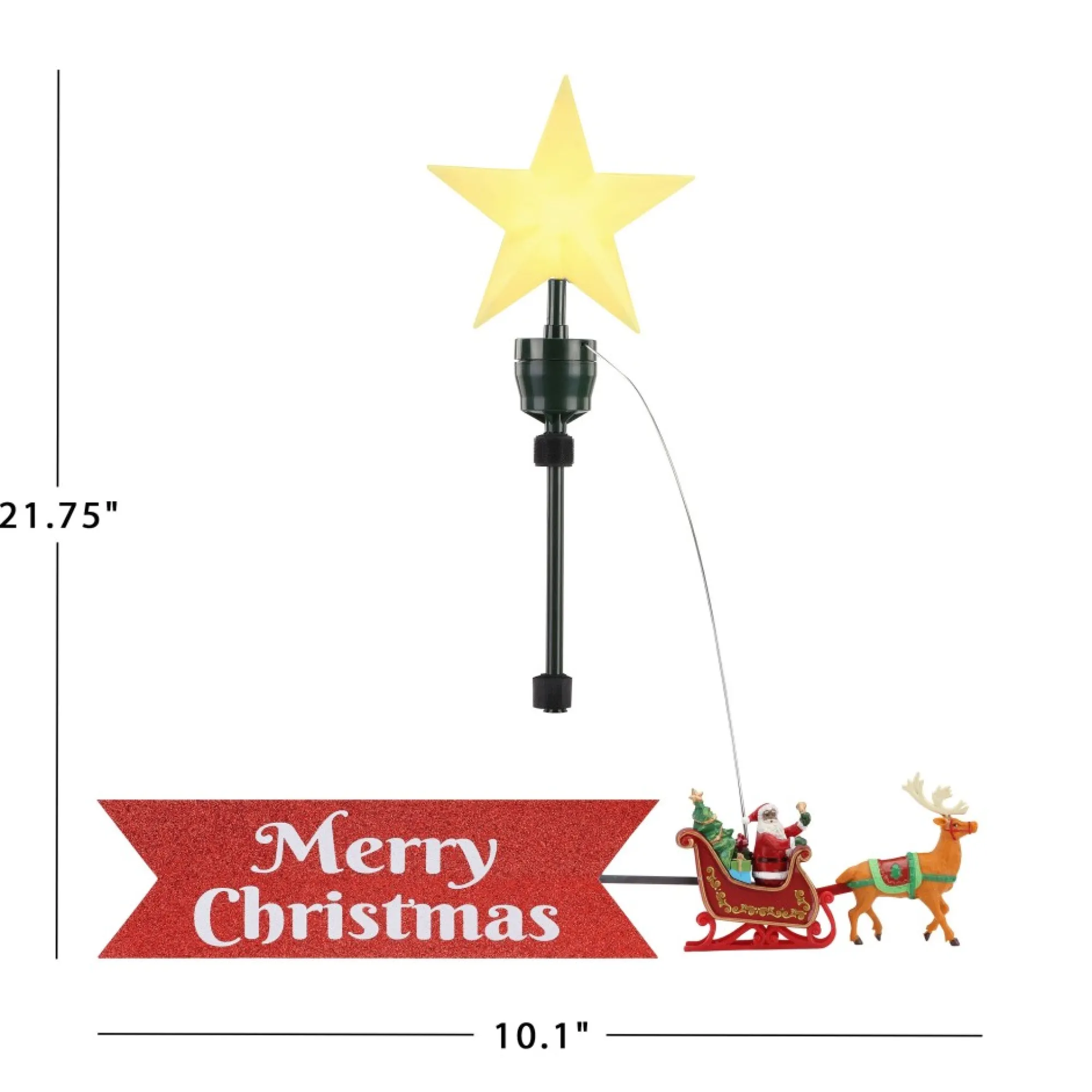 Mr. Christmas Tree Toppers>Animated Sleigh Tree Topper With Banner - Black Santa