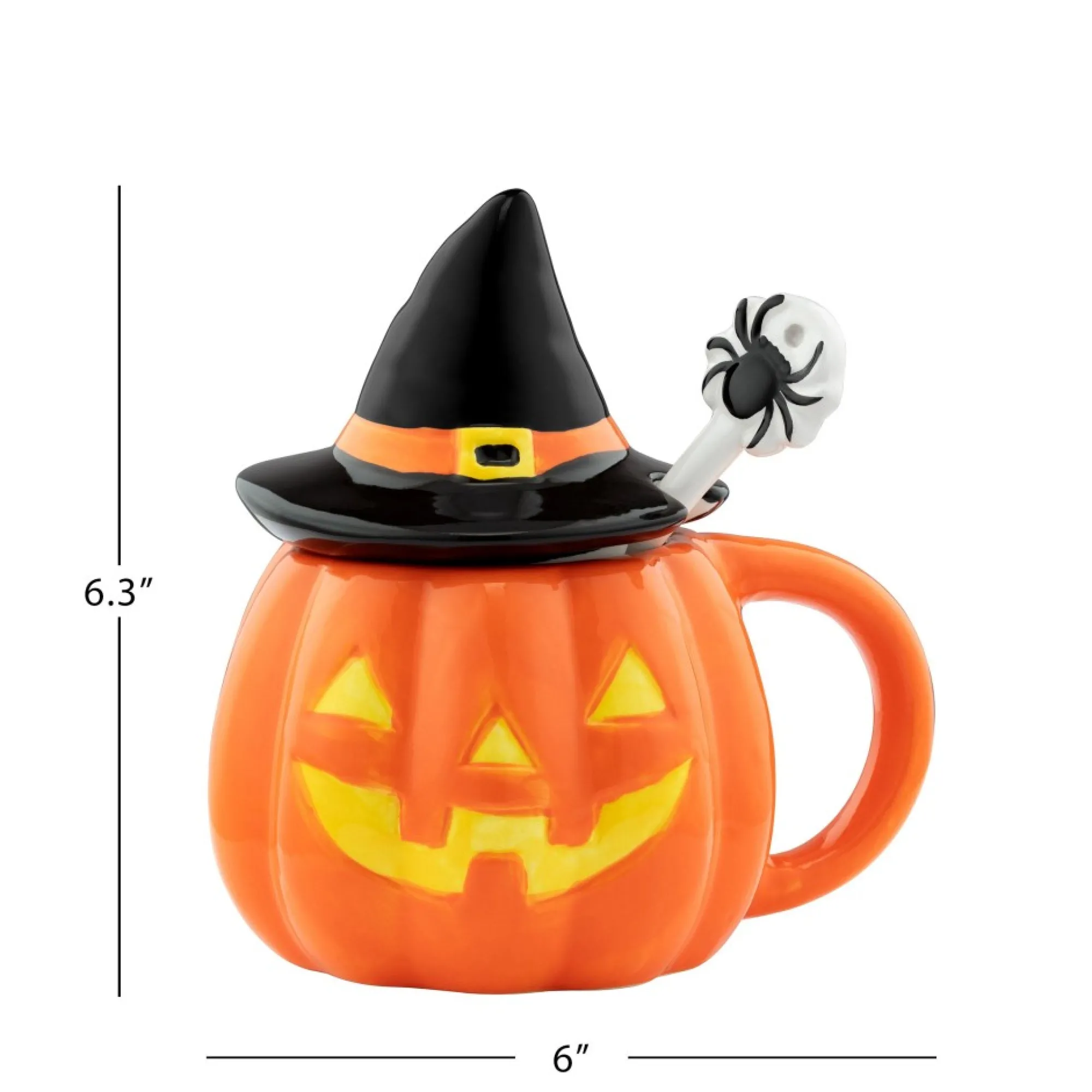 Mr. Christmas Mugs>Mr. Halloween Lidded Jack-O-Lantern Mug With Spoon