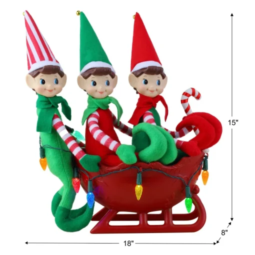 Mr. Christmas Musical Decor>Musical Tabletop Elves In Sleigh
