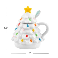 Mr. Christmas Mugs></noscript>Nostalgic Ceramic Tree Lidded Mug With Spoon - White