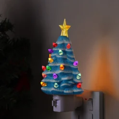 Mr. Christmas Night Lights>Nostalgic Ceramic Tree Nightlight - Blue