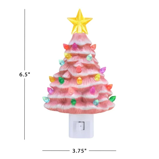 Mr. Christmas Night Lights>Nostalgic Ceramic Tree Nightlight - Pink