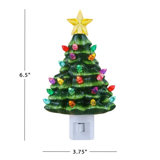 Mr. Christmas Night Lights>Nostalgic Ceramic Tree Nightlight - Green