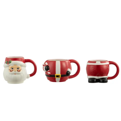 Mr. Christmas Mugs>12Oz Set Of 3 Ceramic Stacking Mugs - Santa