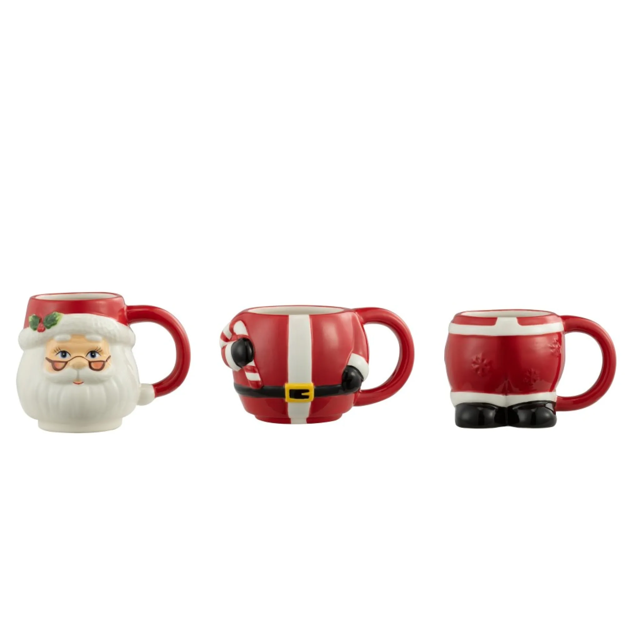 Mr. Christmas Mugs>12Oz Set Of 3 Ceramic Stacking Mugs - Santa