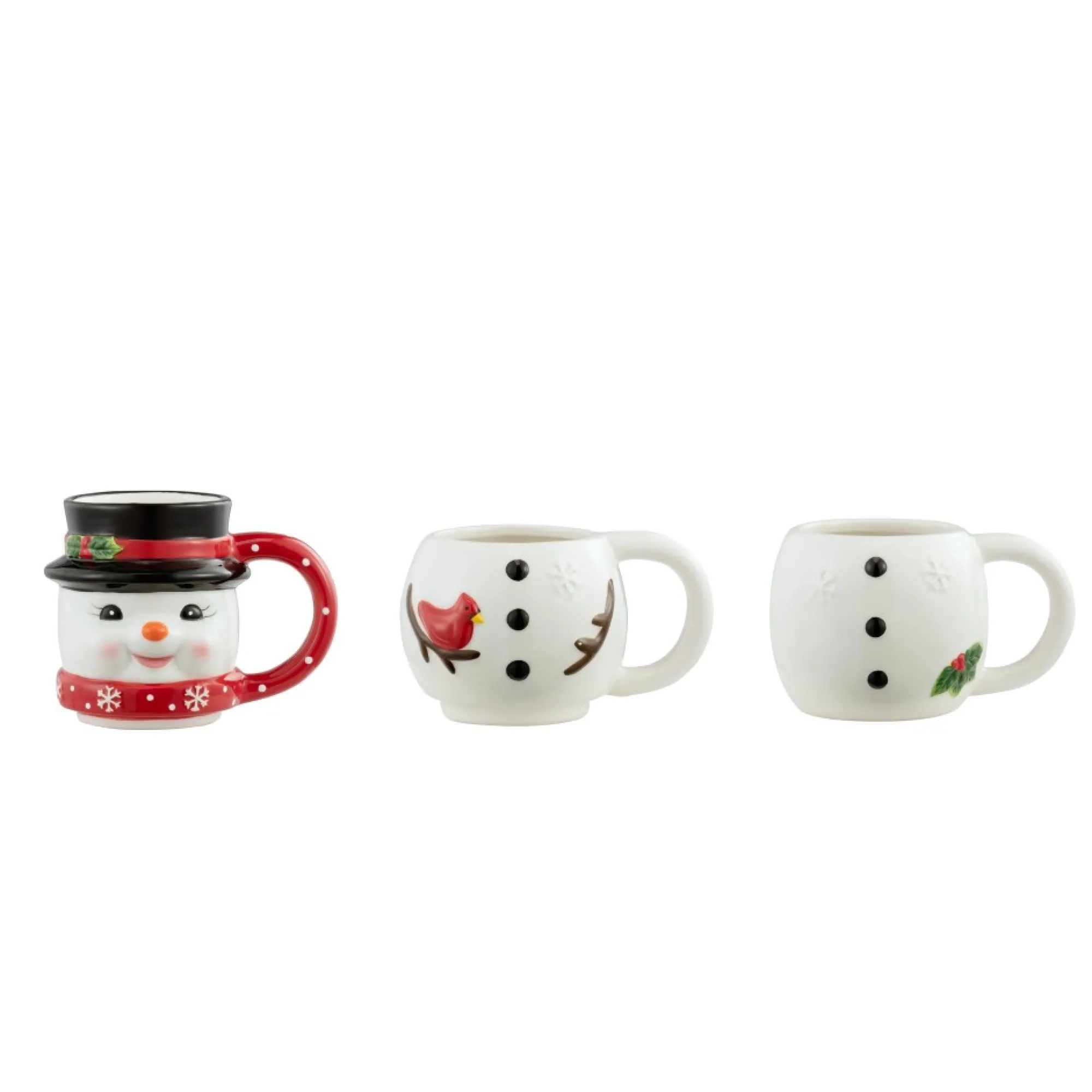 Mr. Christmas Mugs>12Oz Set Of 3 Ceramic Stacking Mugs - Snowman