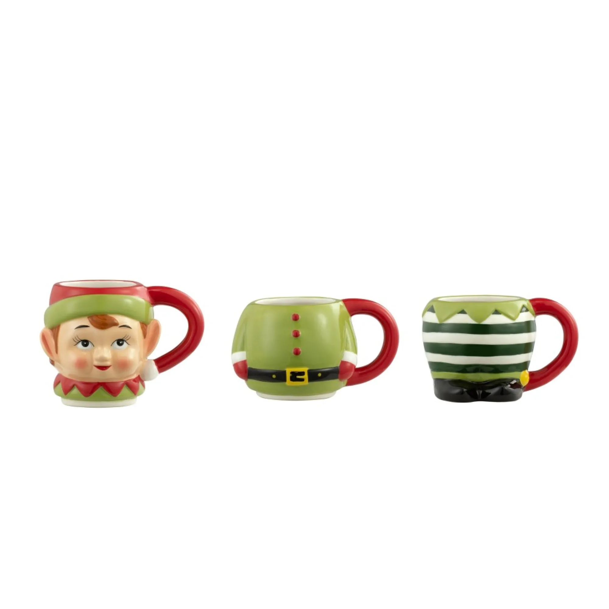 Mr. Christmas Mugs>12Oz Set Of 3 Ceramic Stacking Mugs - Elf
