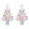 Mr. Christmas Night Lights>Set Of 2 Nostalgic Ceramic Tree Nightlights - White