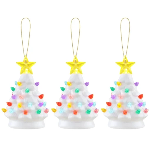 Mr. Christmas Ornaments>Set Of 3 Nostalgic Ceramic Tree Ornaments - White